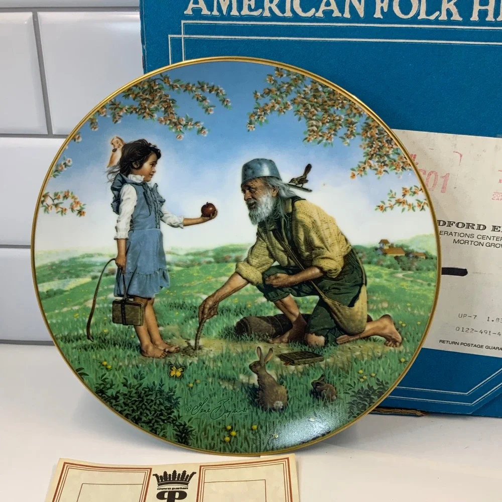 Crown Parian Johnny Appleseed Collector Plate‎ 1983 American Folk Heroes COA Box